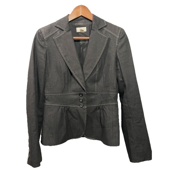 Ann Taylor Loft Women Size 2 Blazer Jacket Black Three Button Fully Lined Cotton - Picture 1 of 7